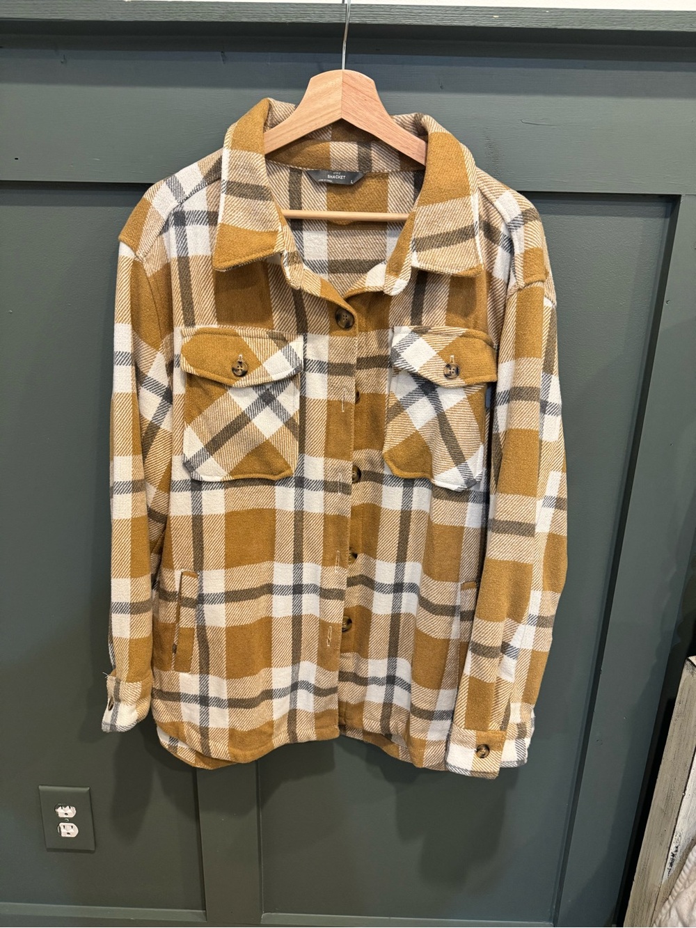 Mustard Plaid Button-Up Shacket